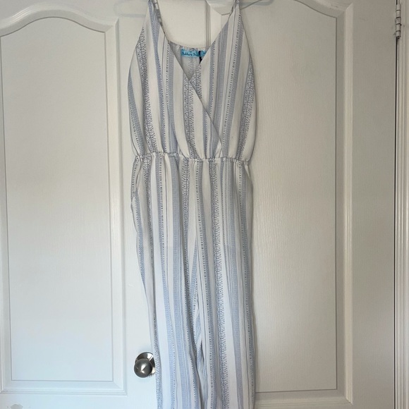 White & Blue Jumpsuit - Picture 2 of 3